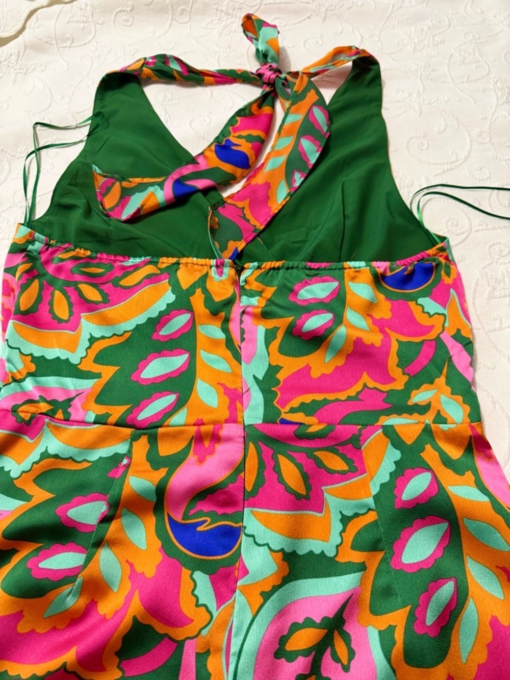 Sugarlips Pink & Green Floral Halter Wide-Leg Jumpsuit - Picture 8 of 15